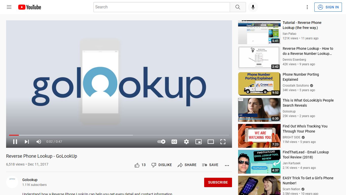 Reverse Phone Lookup - GoLookUp - YouTube